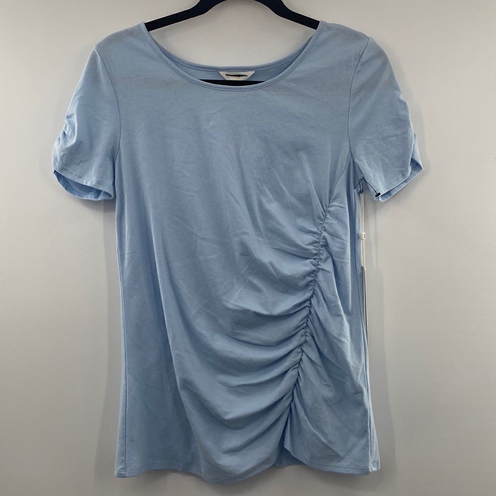 3For$20 Caslon Blue Shirt Ruffle Detailing Short Sleeve Top size small